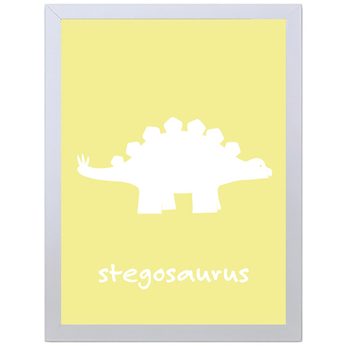 Stegosaurus (Yellow, 297 x 420mm, White Frame)