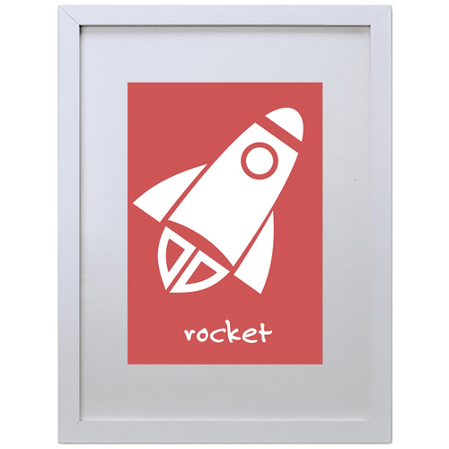 Rocket (Red, 210 x 297mm, White Frame)