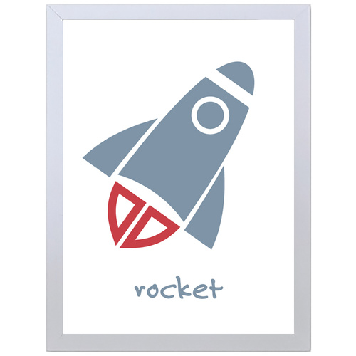 Rocket (Blue, 297 x 420mm, White Frame)