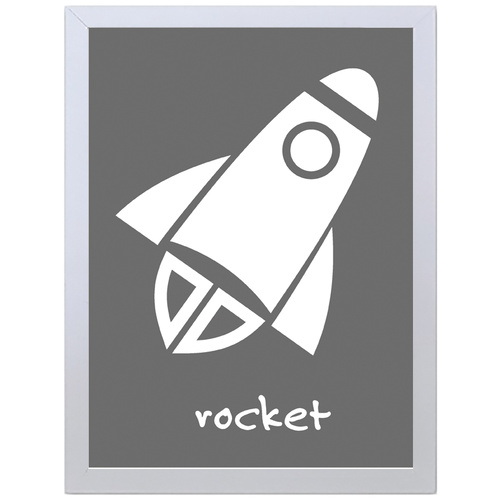 Rocket (Grey, 297 x 420mm, White Frame)