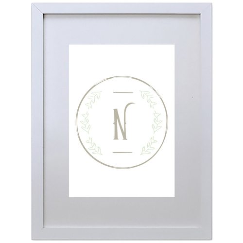 Letter N Initial (210 x 297mm, White Frame)