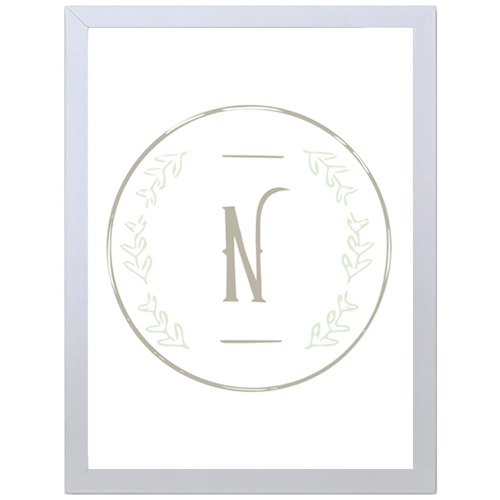 Letter N Initial (297 x 420mm, White Frame)