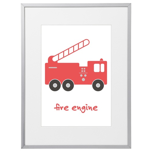 Fire Engine Truck (White, 210 x 297mm, No Frame)