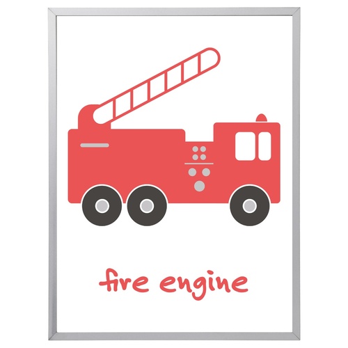 Fire Engine Truck (White, 297 x 420mm, No Frame)