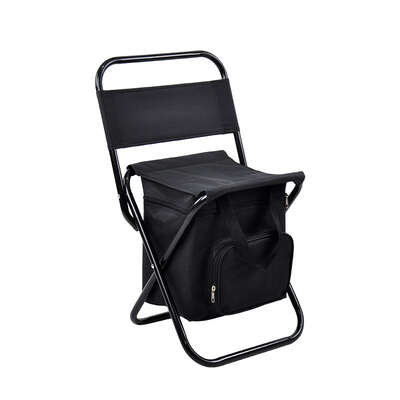 Black Portable 3-in-1 Folding Camping Chair with Storage Bag