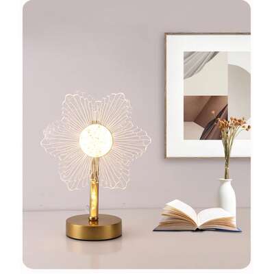 Flower Shape Luxury Acrylic Table Lamp - Modern USB Powered Night Light