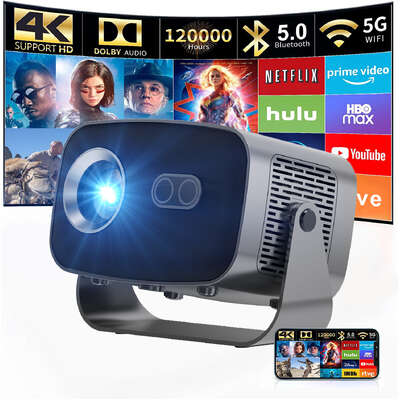 V100 Auto-Focus 4K Mini Projector (950S)with Android WiFi for Home Theater