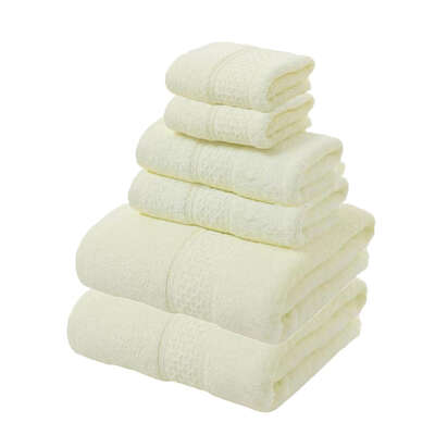 Beige Luxury Cotton Towel Set - Soft & Absorbent (6-Piece)