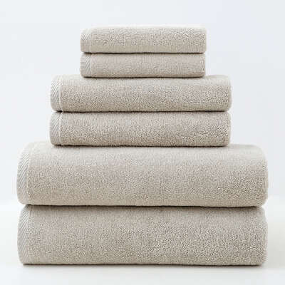 Beige Premium Cotton Towel Set - Soft & Absorbent (6-Piece)