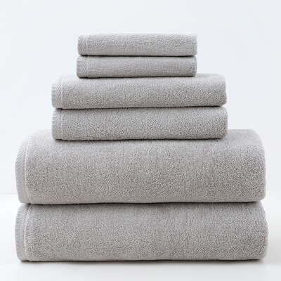 Light Gray Premium Cotton Towel Set - Soft & Absorbent (6-Piece)