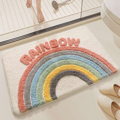 Super Absorbent Non-Slip Bath Mat - Vibrant Rainbow 40x60CM