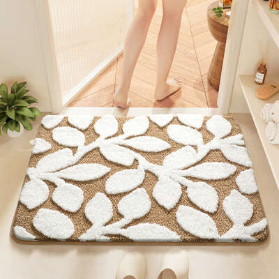 Super Absorbent Non-Slip Bath Mat - White-Brown 40x60CM