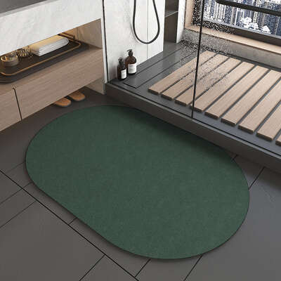 Dark Green Quick-Dry Bath Rug - Non-Slip & Absorbent (Set of 2)