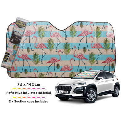 Car Sunshade Vintage Flamingo 140 X 72cm