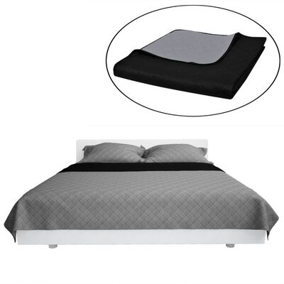 Double-sided Quilted Bedspread(Black/Grey)