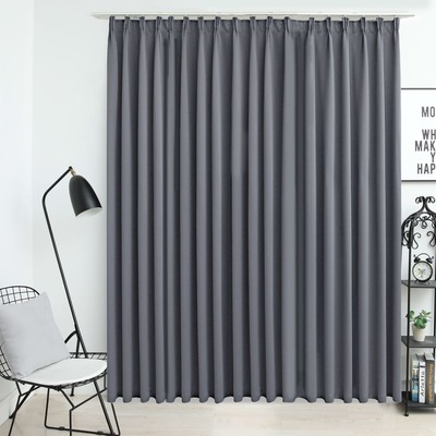 Blackout Curtain with Hooks Grey 