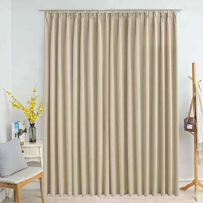 Blackout Curtain with Hooks Beige 