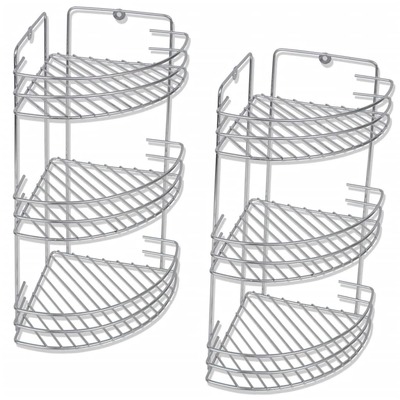 Three-Tier Shower Corner Shelves 2 pcs Metal