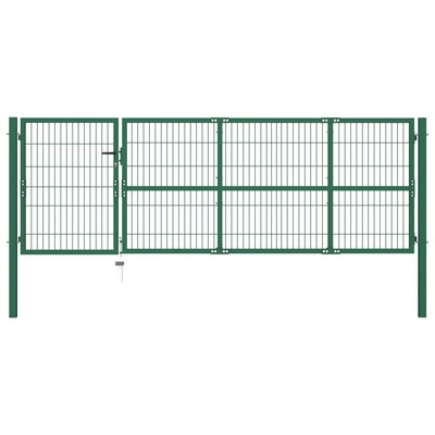 Garden Fence Gate with Posts Steel Green S