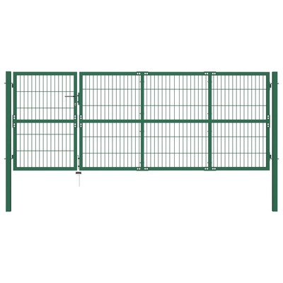 Garden Fence Gate with Posts Steel Green M