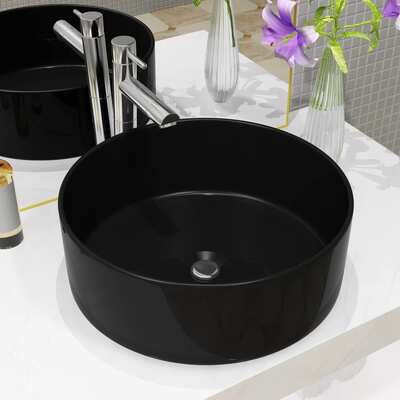 Basin Ceramic Round  Black 