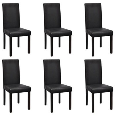 Dining Chairs 6 pcs Black Faux Leather