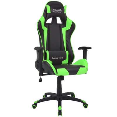 Reclining Office Racing Chair Artificial Leather Green