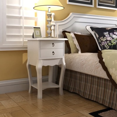 Nightstand with 2 Drawers White