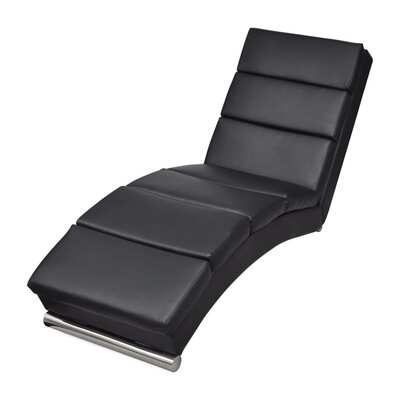 Chaise Longue Black Fau Leather