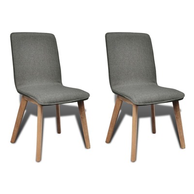 Dining Chairs 2 pcs Light Grey Fabric and Solid Oak Wood