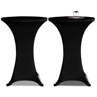 Standing Table Cover Ø 70 cm Black Stretch 2 pcs