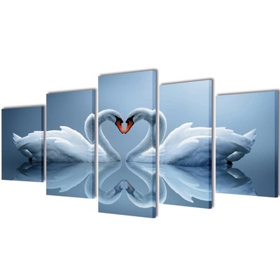 Canvas Wall Print Set Swan S   