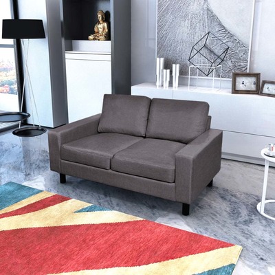 Sofa 2-Seater Fabric Dark Grey