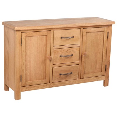 Sideboard with 3 Drawers Solid Oak Wood