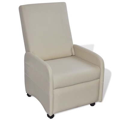 Folding Archair Cream Fau Leather