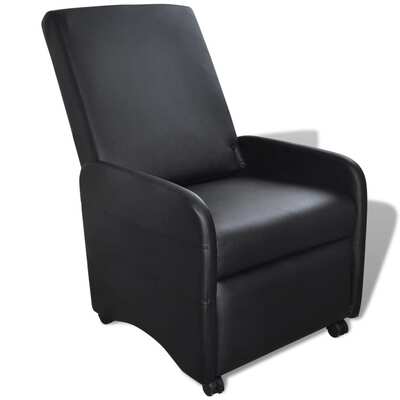 Folding Archair Black Fau Leather