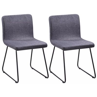 Dining Chairs 2 pcs Dark Grey Fabric