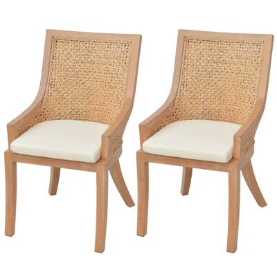 Dining Chairs 2 pcs Rattan and Solid Mango Wood