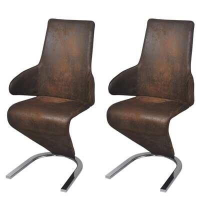 Dining Chairs 2 pcs Brown Fabric