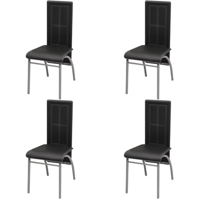 Dining-Chairs 4 pcs Black Faux Leather