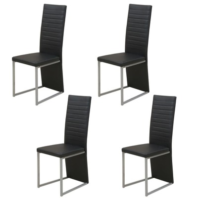 Dining Chairs 4 pcs Black Faux Leather