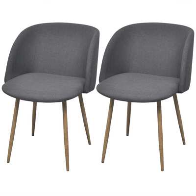 Dining Chairs 2 pcs Dark Grey Fabric