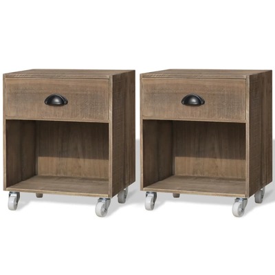 Nightstand 2 pcs Brown Solid Wood