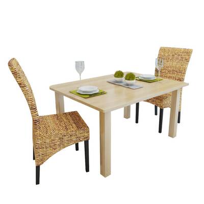 Dining Chairs 2 pcs Abaca and Solid Mango Wood