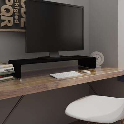 TV Stand/Monitor Riser Glass - Black 