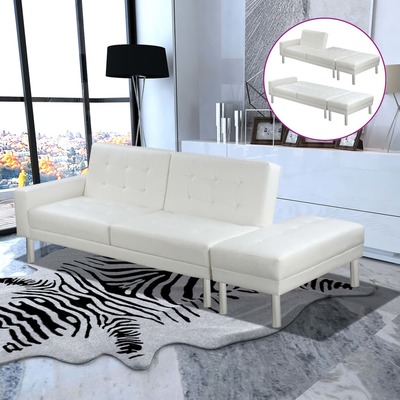 Sofa Bed Artificial Leather White