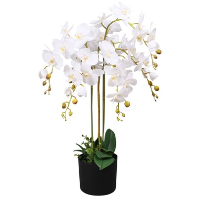 Artificial Orchid Plant with Pot 75 cm White