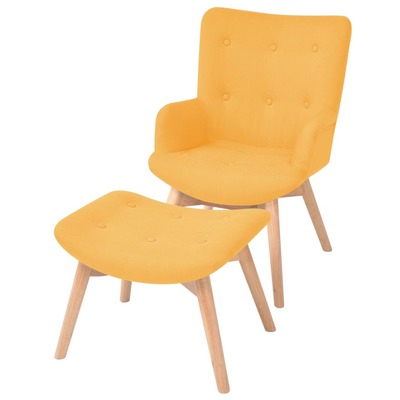 Armchair with Footstool Yellow Fabric