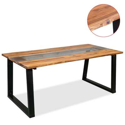 Dining Table Solid Acacia Wood and Glass