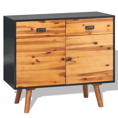 Sideboard Solid Acacia Wood Brown and black